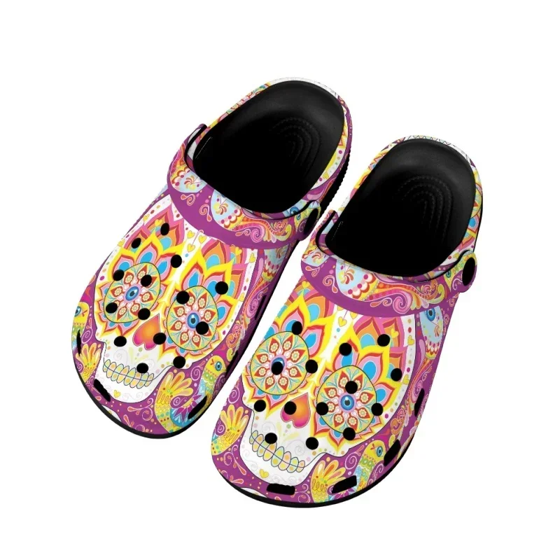 Suger Skull Print Women Hole Shoes Summer Beach Adult Sandals Lightweight Soft Platform Flip Flops Slide Slippers