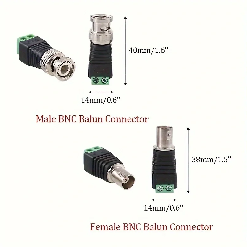 BNC Male Female Screw Plug Socket Connectors Connector Adapter Terminal Surveillance Camera UTP Balun Video CCTV 6