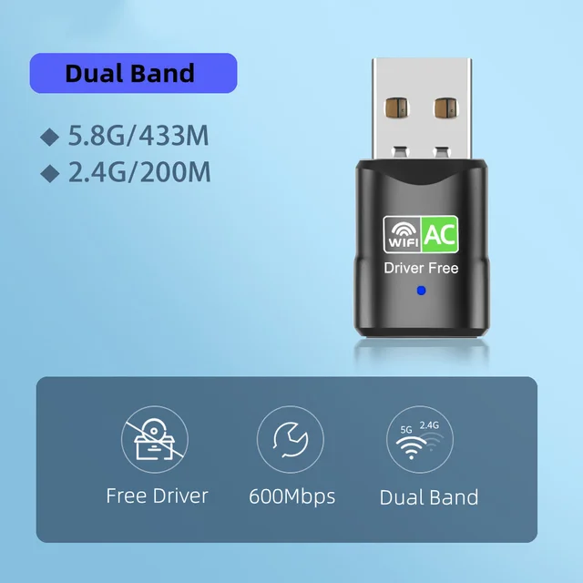 100Pcs Adaptador WiFi USB inalámbrico de 600Mbps, Dongle, tarjeta de red para  PC, banda Dual, 5 Ghz, Lan, USB, receptor Ethernet - AliExpress