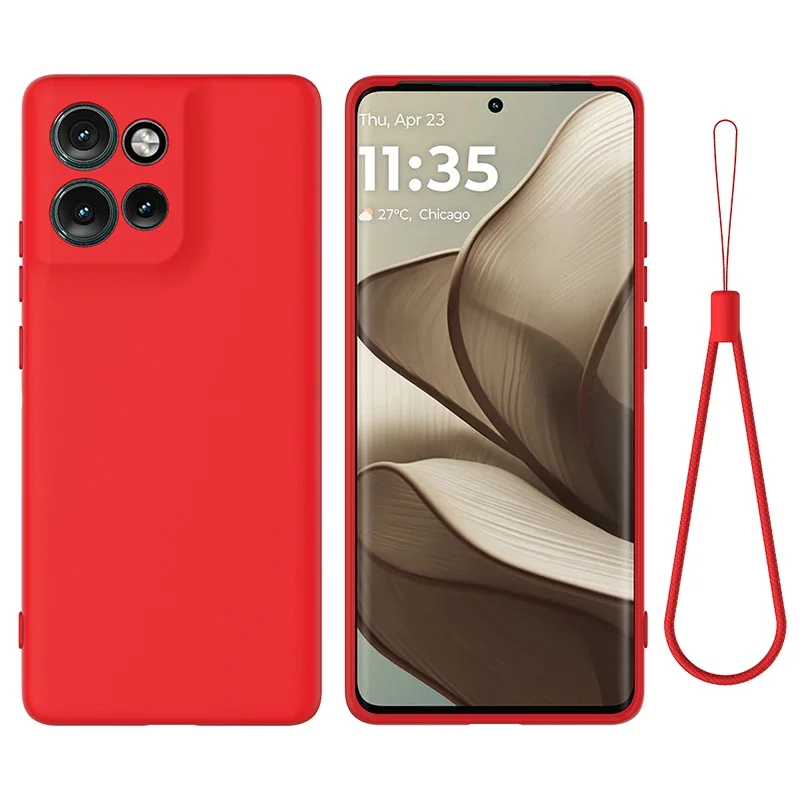 Soft Premium Liquid Silicone Case with Flocking Interior and Strap