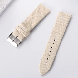 Cowboy Pattern Canvas Leather Watchband - Unisex Sport Watch Strap Accessories - 22mm (White)