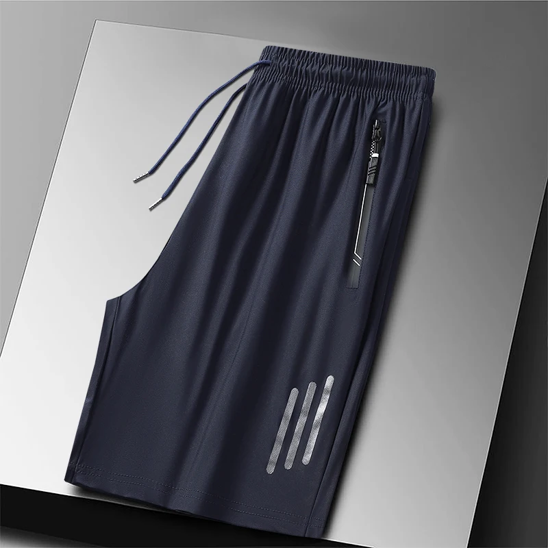 Plus Size Quick Dry Ice Silk Sport Shorts - Breathable Running Shorts with Zipper Pocket 6XL