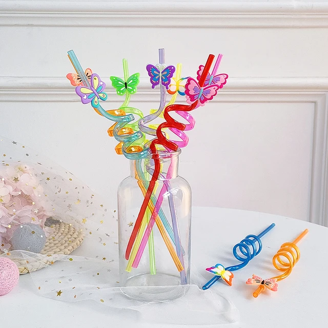 8pcs Colourful Butterfly Straws Eco Friendly Reusable Drinking Straws for  Baby Shower Birthday Wedding Party Decoration