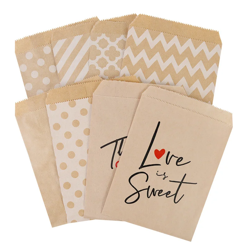 25p Kraft Paper Envelope Bag Retro Striped Polka Dot Wave Pattern Thank You Wedding Invitation Greeting Card Stationery Envelope