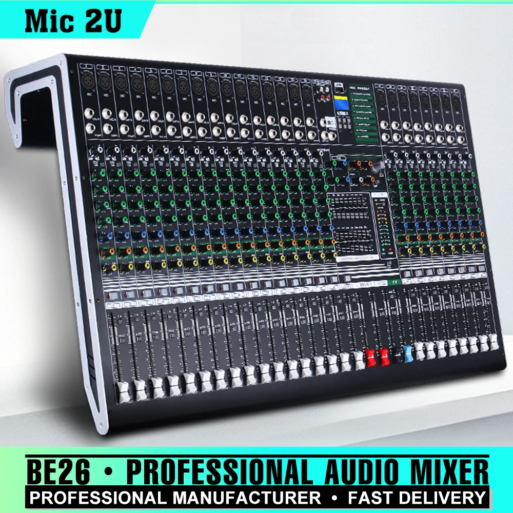 Professional-Audio-Console-26-Channel-Mixer-48V-Phantom-Power-16-DSP ...