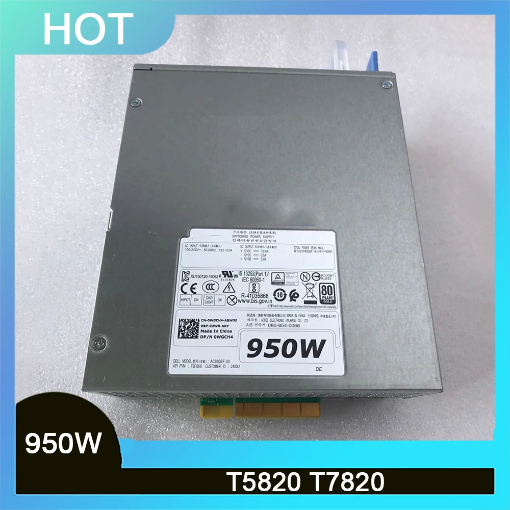 Workstation Power Supply for DELL 950W T5820 T7820 AC950EF 00 WGCH4 CXV28