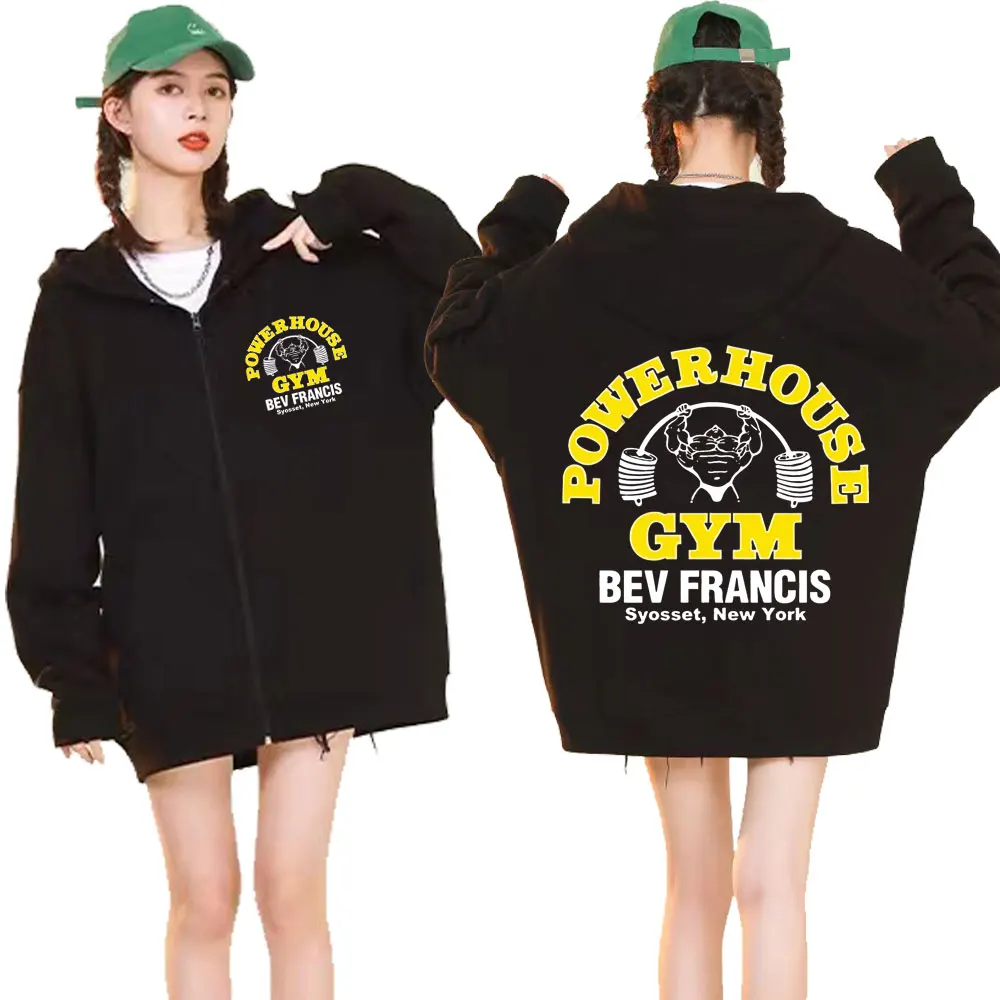 Powerhouse Gym Logo Zipper Hoodie Herren Damen Mode Gothic Geek Fitness Zip Up Jacke Hoodies Sweatshirts Übergroße Streetwear
