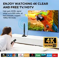 HD Digital TV Antenna Support 4K 1080p All TV on VHF UHF Local Channels with Signal Booster Amplifier+Strong Magnetic Base