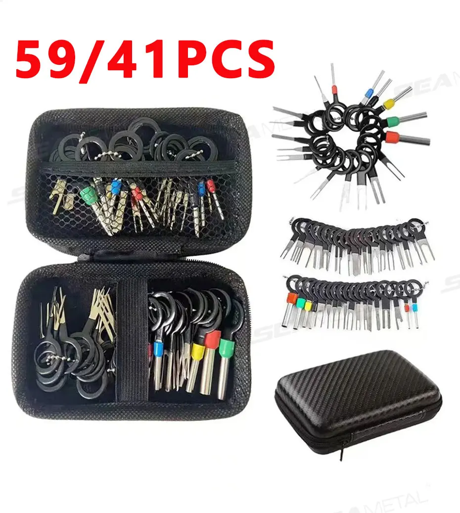 SEAMETAL 41/59pcs Car Terminal Removal Kit Box Wire Plug Connector Extractor Pul