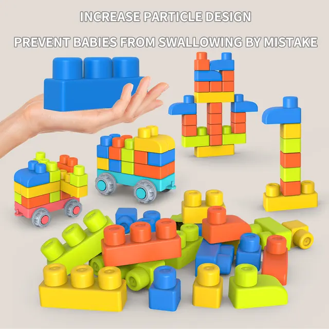 New Upgraded Early Education Puzzle Assembly Toy, Chewable And Boiled Large Soft Rubber Building Block, DIY Large Size Toy, Than 3