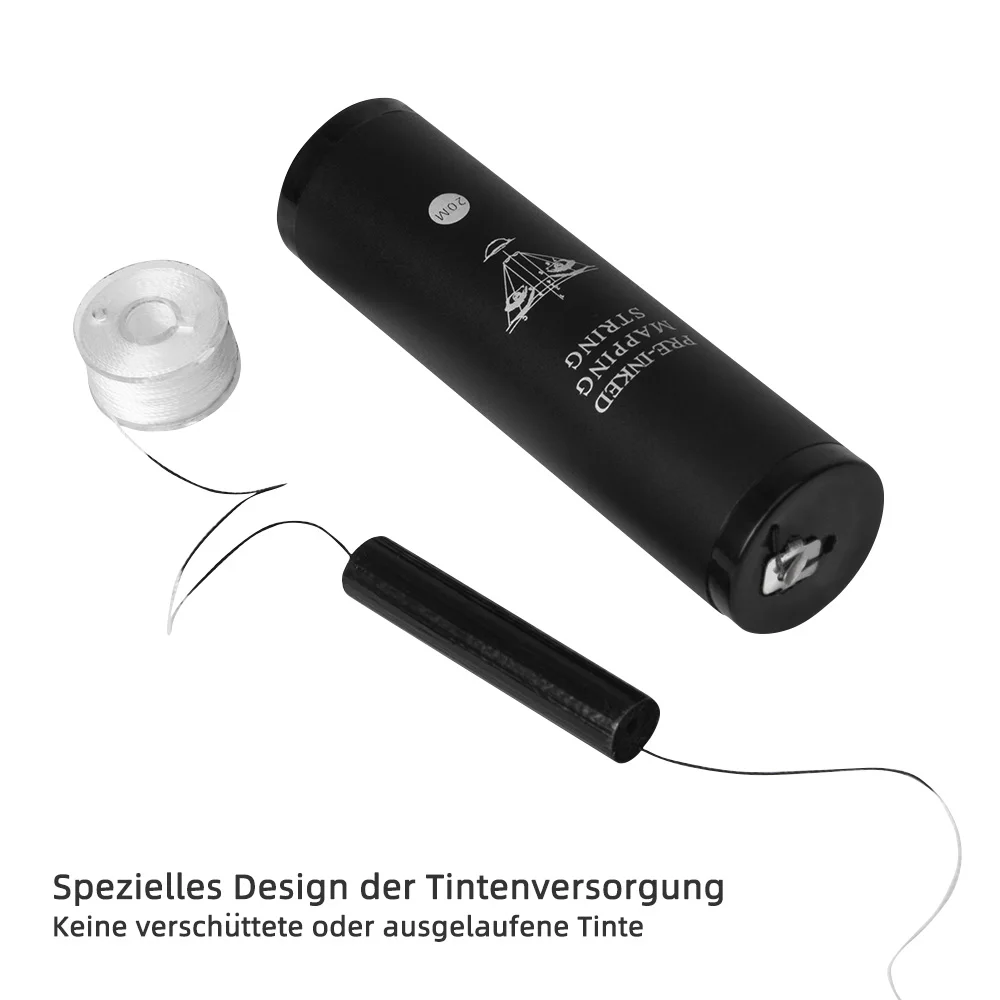 20m Ink Positioning Line Micro-Needle Tattoo Positioning Line Pre-Inked Eyebrow Marking Tattoo Dyeing Measuring Tool Alloy Bottle Ink Mappingstring Box