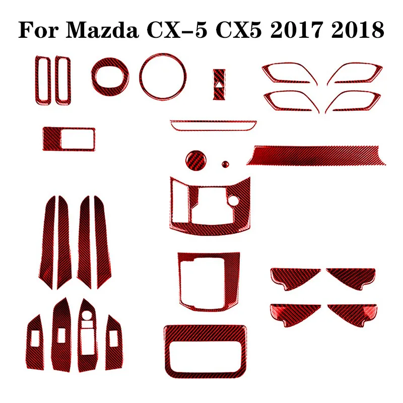 

For Mazda CX-5 CX5 2017 2018 Car Carbon Fiber Red Stickers Various Parts Car Interior Decorative Accessories
