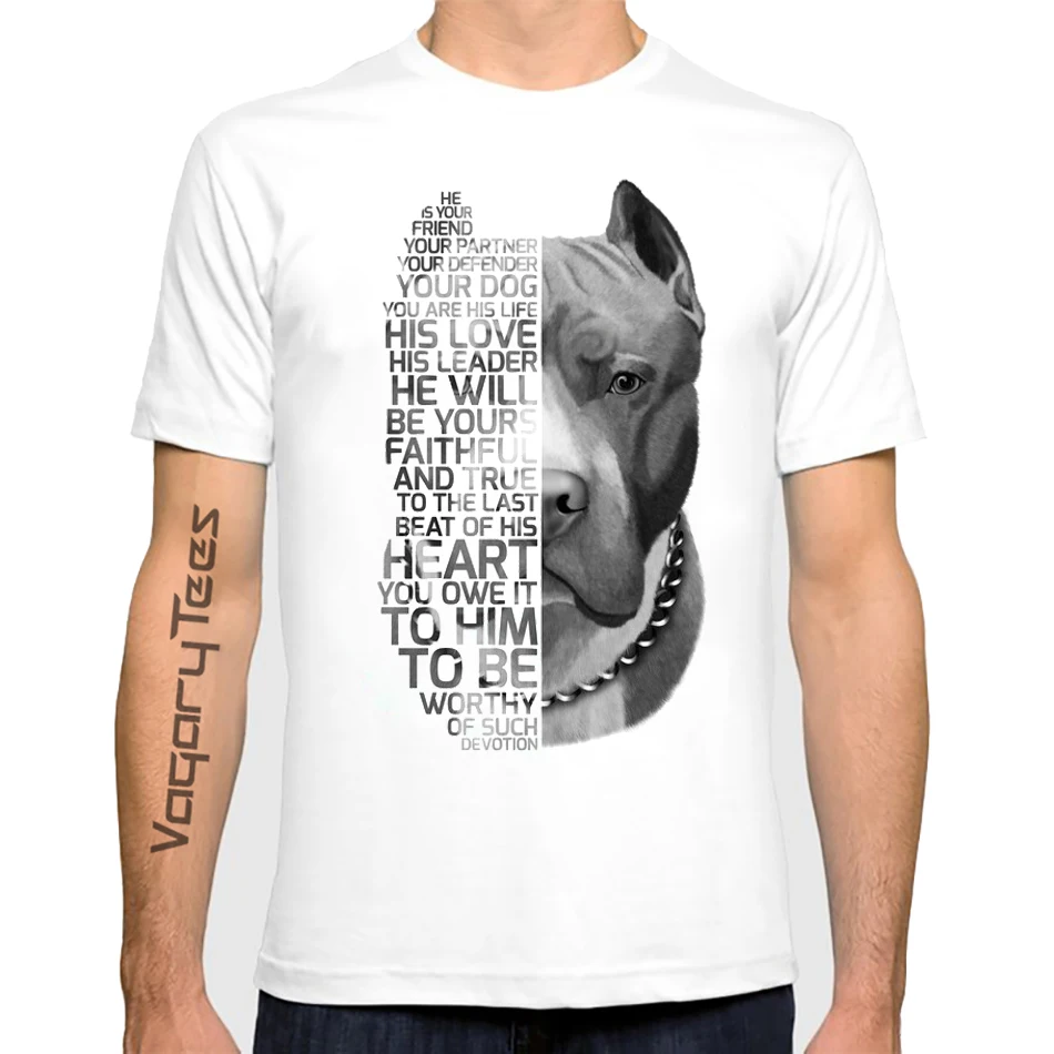 Lustige Pit bull text porträt Hund Druck T-Shirt Neue Sommer männer t-shirt Mode Hund Loyalität Zitieren Casual Top Homme Neuheit mann T – Detail 6