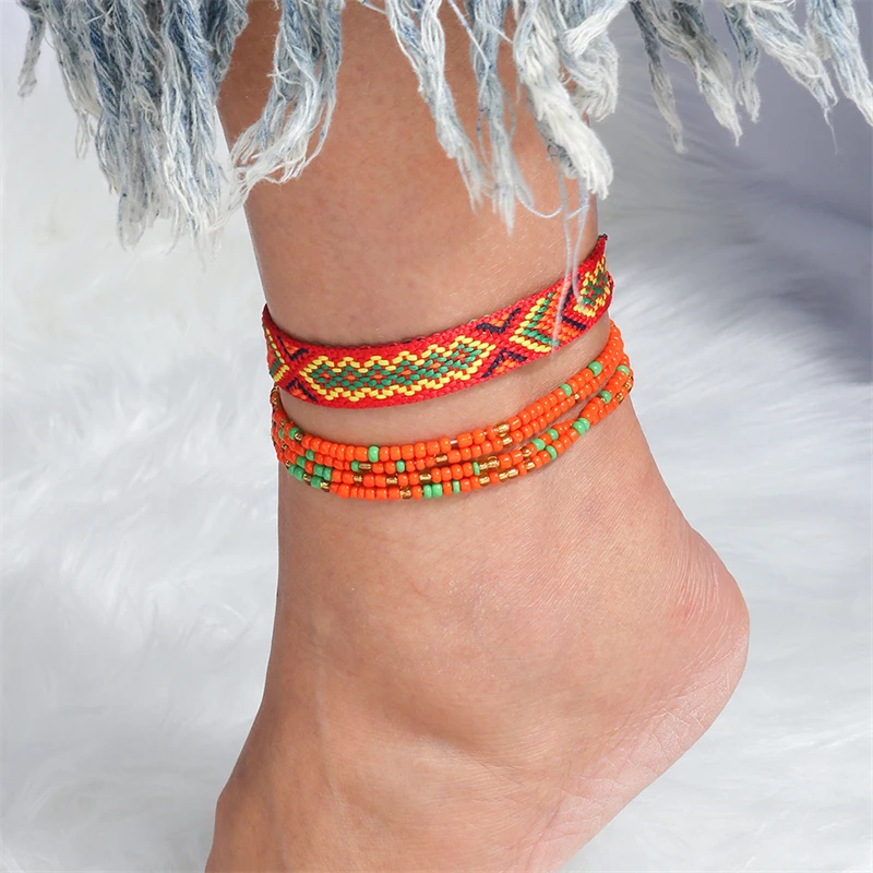 Bracelet De Cheville Réglable En Or Bohème Avec Perles - Pour Femmes Et Filles, Plage, été
