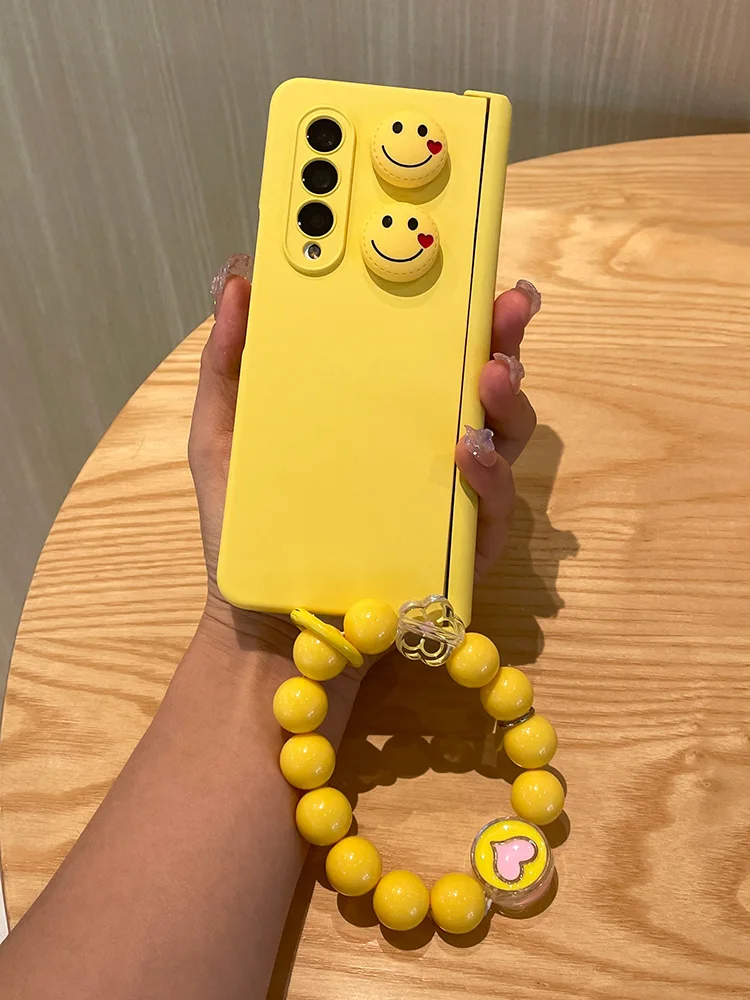 Simpatica Custodia Per Telefono A Catena Con Perline 3D Love Face Per Samsung Galaxy Z Fold 6 Z Fold 5 Cerniera Protettiva Copertura Di Protezione Com