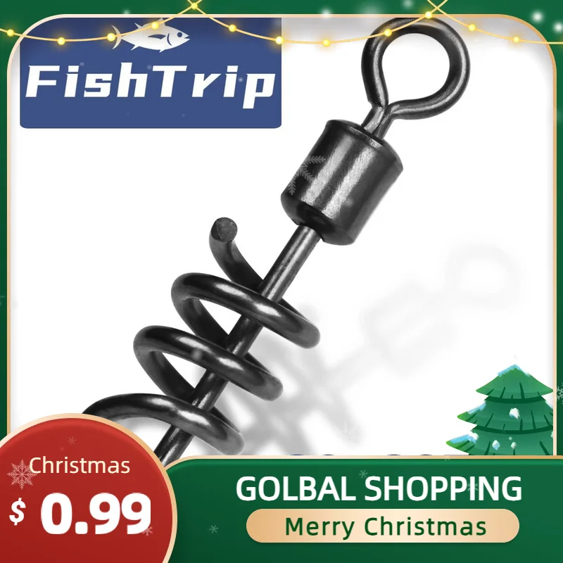 

FishTrip Screwed Snap Rolling Swivels Corkscrew Fishing Snap Stainless Steel Heavy-duty High Strength Barrel Swivel