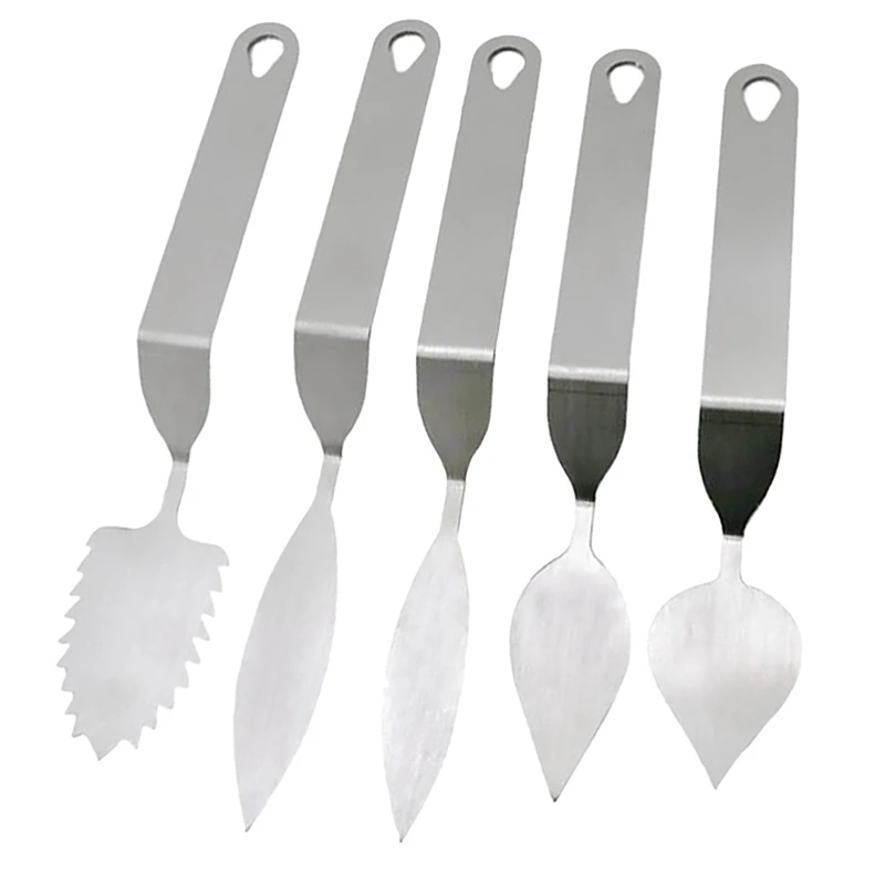 

5Pcs Chocolate Cake Decorating Spatula Feather Stainless Steel Leaf Chocolate Spatula Baking Tool Chocolate Molds