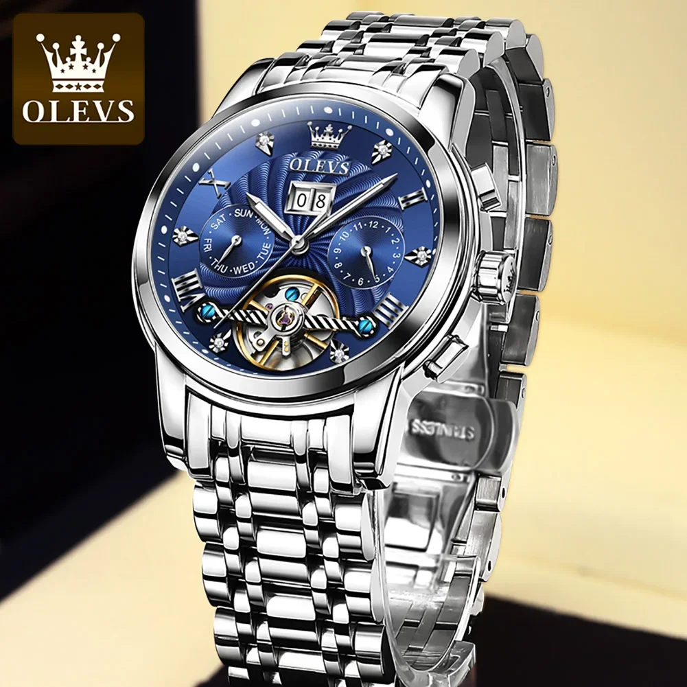 

OLEVS 9910 Luxury Skeleton Men's Wristwatches Automatic Mechanical Watch for Men Stainless Steel Waterproof Original Man Watches