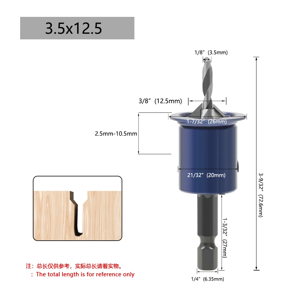 LAVIE 1pc Hex Schaft Einstellbare Begrenzung Senker Bit Router Bits Holzbearbeitung CH339H8028BL – Detail 12