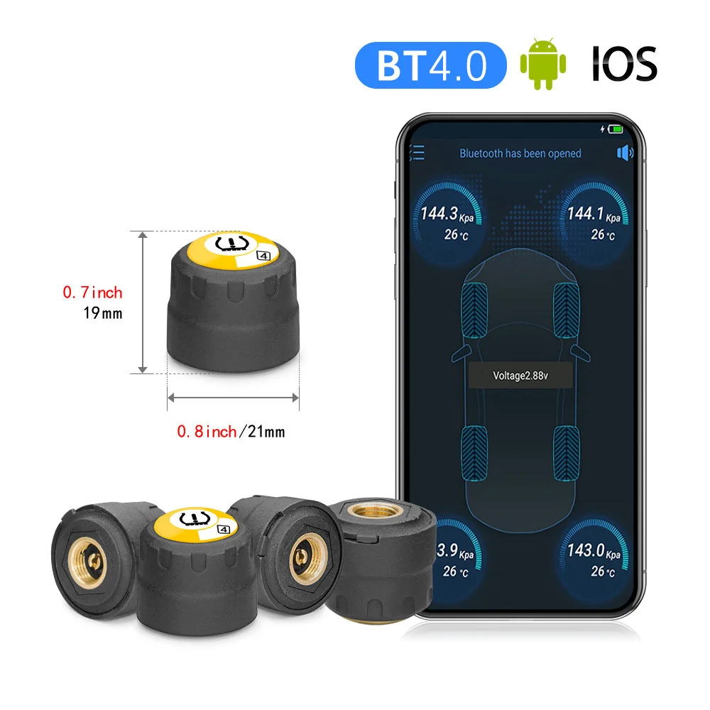 

V11 BLE TPMS External Tire Pressure Monitoring Sensor Supports Android Apple VC11B With Instructions