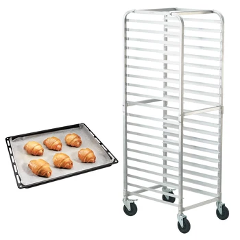SucceBuy 10/20 Sheet Bun Pan Rack Commercial Bakery Racks with Brake Wheels Aluminum Racking Trolley Storage for Bread Baking 1