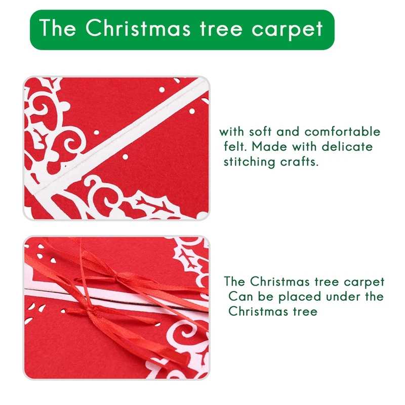 2 Pcs Christmas Tree Skirt-12 Inches Mini Tree Skirt With Floral Border Pattern For New Year Party Xmas Decoration