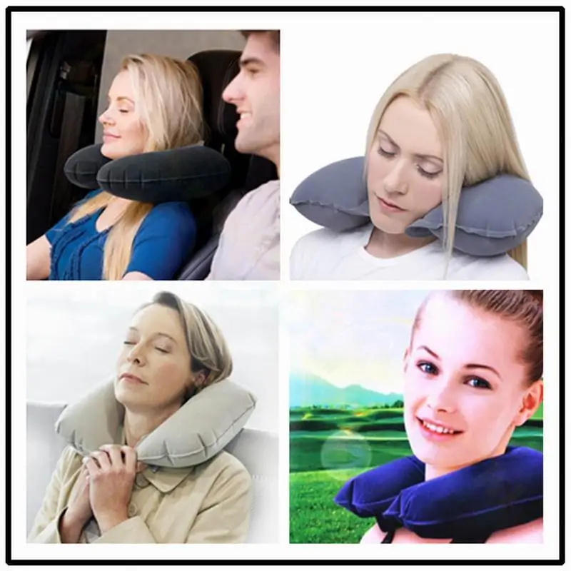 1PC New U Shaped Travel Pillow Car Air Flight Inflatable Pillows Neck Support Headrest Cushion Soft Nursing Cushion 6