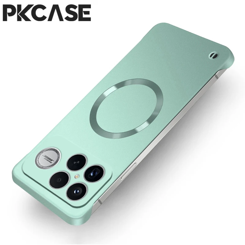 Magnetic Frameless Shockproof Metal Case with Wireless Charging Cover