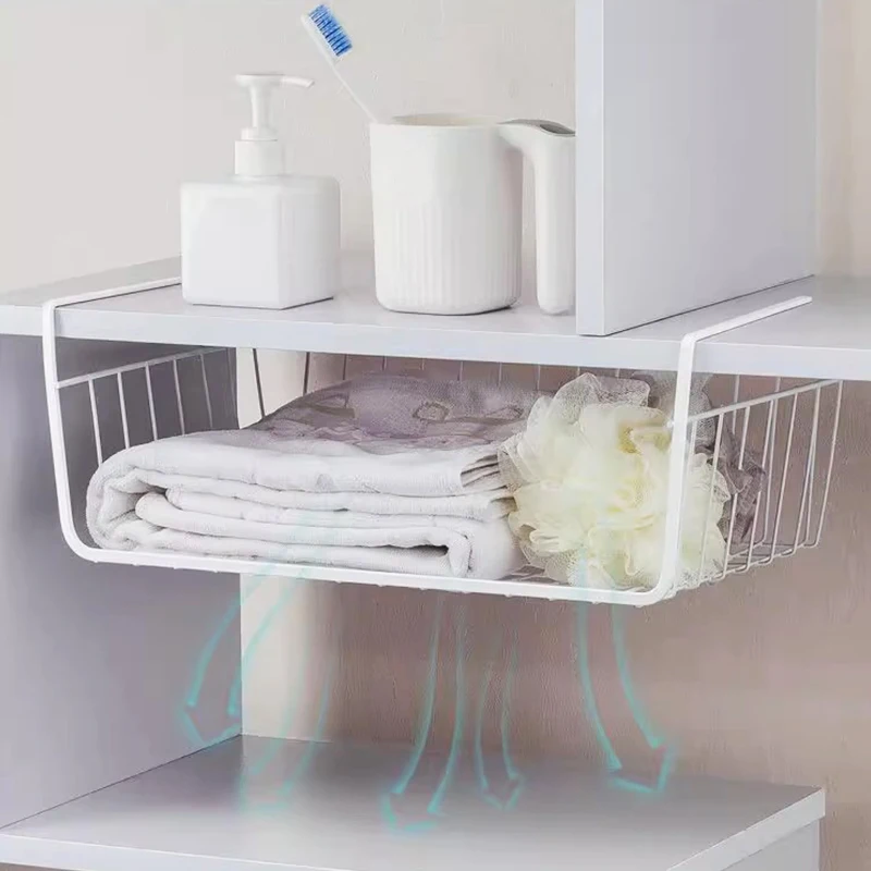 Multipurpose Hanging Basket Organizer For Kitchen Closet Rack Under The Cabinet And Desks Shelves Spice Dishes Storage Supplies 5
