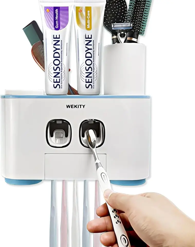 Multi-Functional Wall Mounted Toothbrush Holder Dispenser