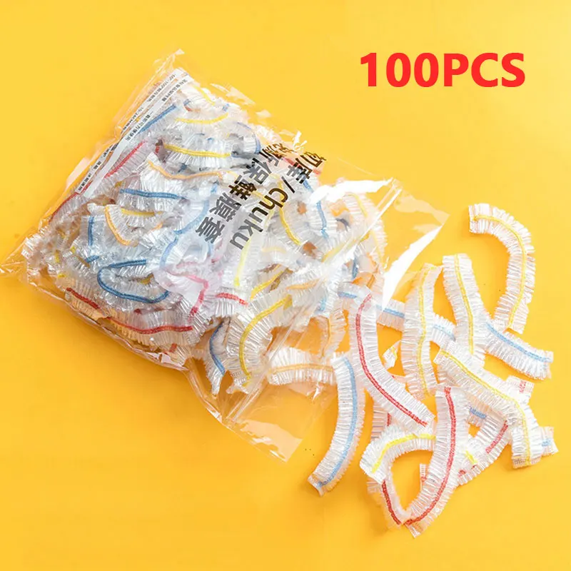 

100pcs Colorful Disposable Food Cover Bags Fruit Vegetable Bowls Cups Plastic Bag Kitchen Fresh Keeping Bags Food Saver Bags