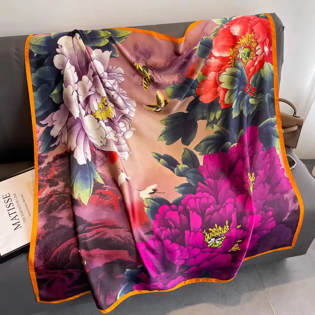 Spring Scarf Women's Luxury Design Scarf Silk Smooth Scarf Soft Muslim Headband Shawl Beach 110x110cm 3