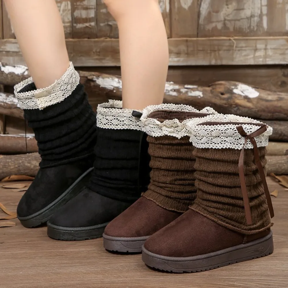 Winter Round Head Sexy Comfortable Non-slip Mid-tube Boots Fashionable New Thick-soled Warm Casual Snow Boots for Women