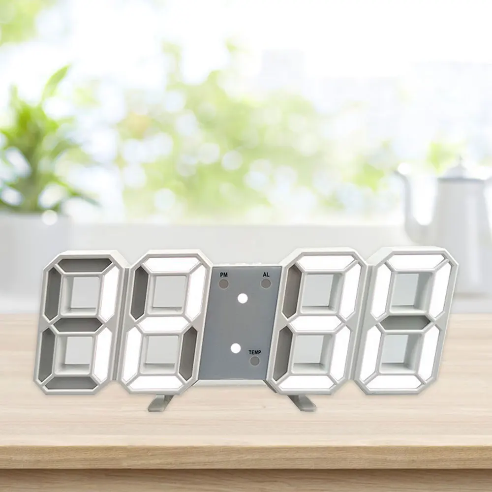 3D LED Digital Clock Wall Deco Glowing Night Mode Adjustable Electronic Table Clock Wall Decoration Living Room LED