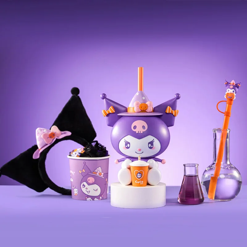 

Cute Kawaii Sanrioed Anime Cartoon Kuromi Halloween Straw Cup Water Cup Birthday Gifts for Adults and Children