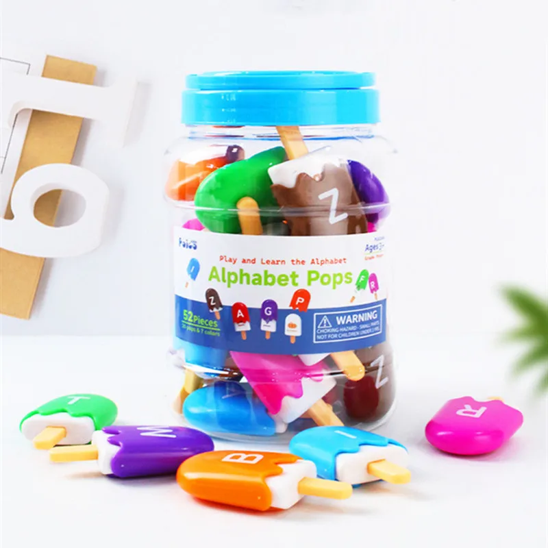 Alphabet Learning Ice Cream ABC Matching Toys Montessori Preschool Learning Letters Color Sorting Stacking Toys for Toddlers 3+