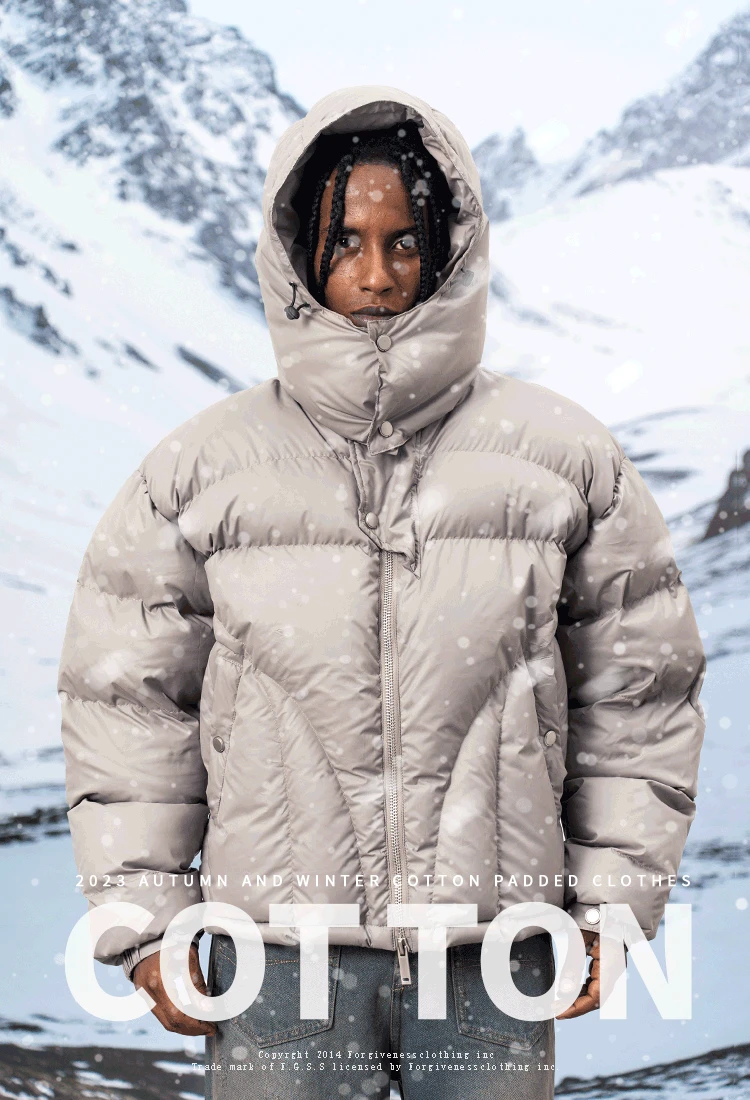 

Luxury Men Winter Jacket Streetwear Transit Puffer Jacket Cotton Padded Hooded Parkas Winter Coat