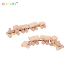 1Pcs 1:12 Mini Train Dollhouse Cute Wooden Train Set Locomotive Compartment Carriages Toy Play Doll House Decor Miniature Toys