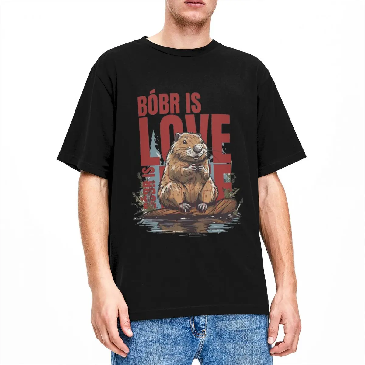

Футболка Bobr Is Love Bobr Is Life для мужчин и женщин, милая хлопковая одежда с изображением животных, женская футболка с коротким рукавом, новое поступление