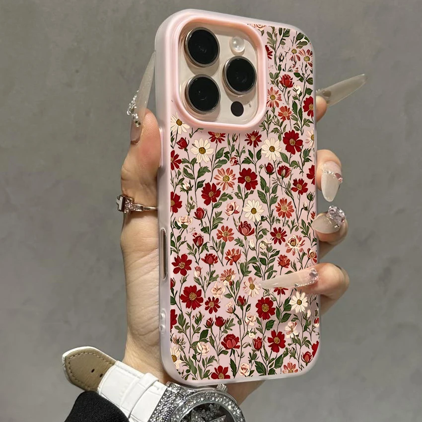 Candy Color Flower Matte Phone Case Cover