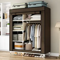Armoire Portable avec 6 Étagères Suspendues, Rangement dans la Chambre, Juste Non Tissée, Marron, Expert 1