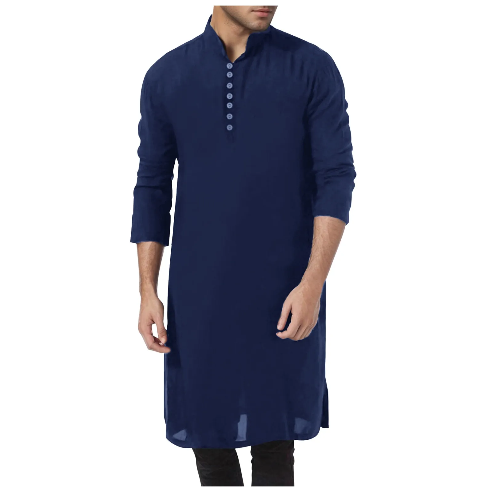 Men'S Shirts Muslim Dresses Muslim Kaftan Abaya Robe Middle Eas T Ethnic Kandoura Men Seaside Vacation Casual Top Large Size 2