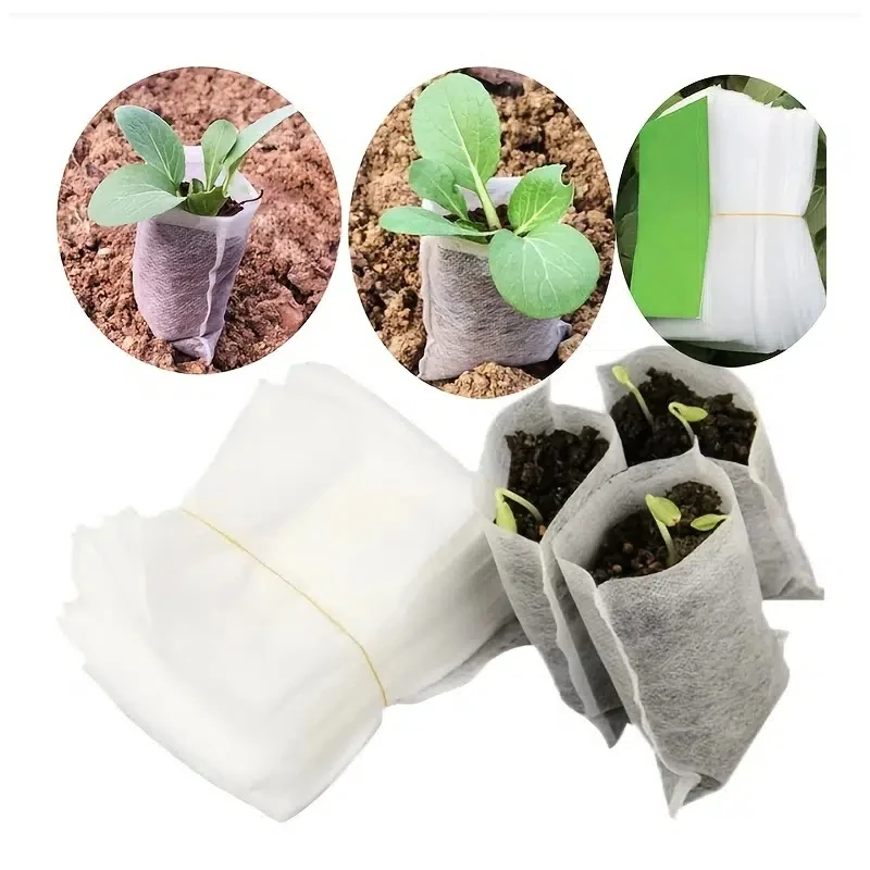 Seedling Nursery Bags 100pcs Nonwoven Fabric Garden Eco-Friendly Ventilate Growing