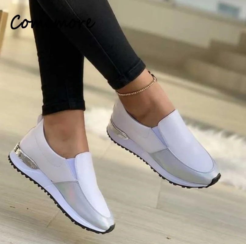 Women Sneakers Slip on Flat Casual Platform Sport Women's Leather Shoes Loafers Runing Ladies Vulcanized Shoes Large Size 43 5