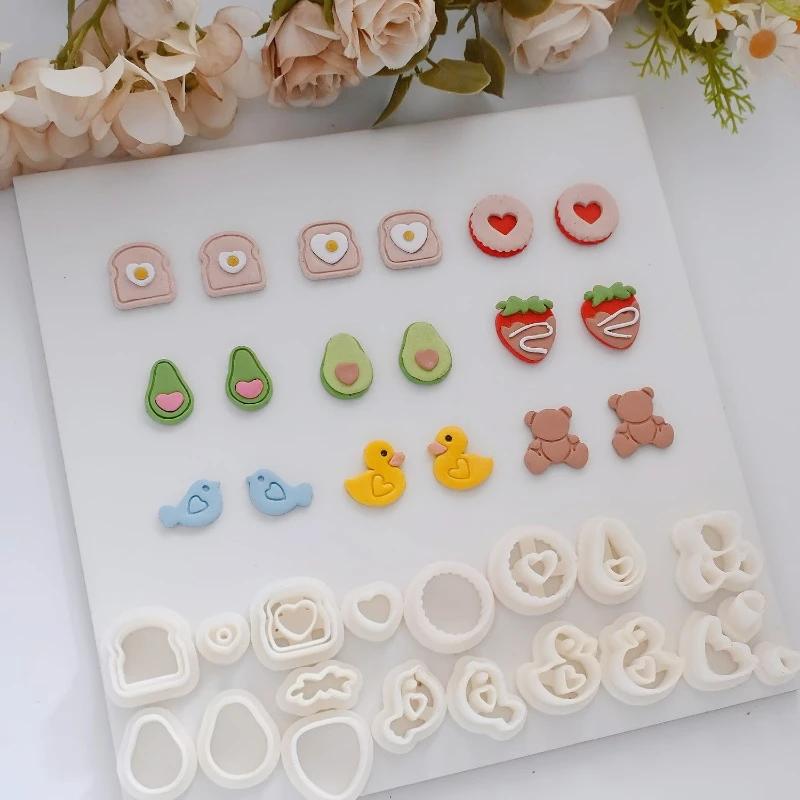 Cute Fruit/animal Shape Polymer Clay Cutter Mini Love Toast/avocado Polymer Clay Mold DIY Earring Jewelry Cutting Tool