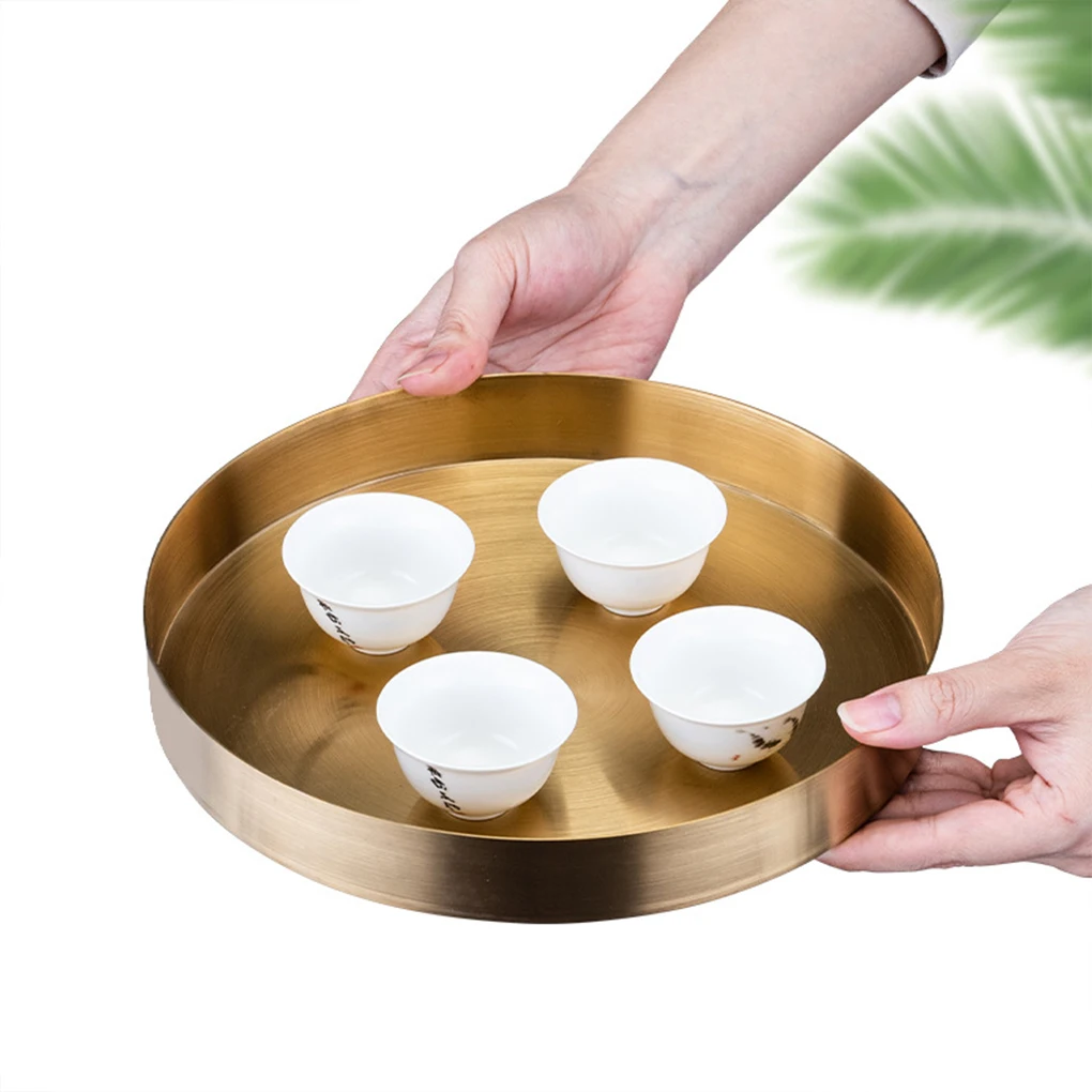 

Золотые круглые чайные подносы для любителей чая, изысканный и практичный выбор, элегантный Золотой декоративный поднос