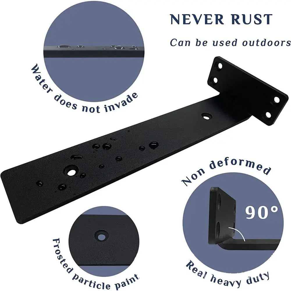 Metal Floating Shelf Brackets Wall Mount Heavy Duty Shelves Brackets 1/5 Inch Invisible L Brackets for Shelves Support 4