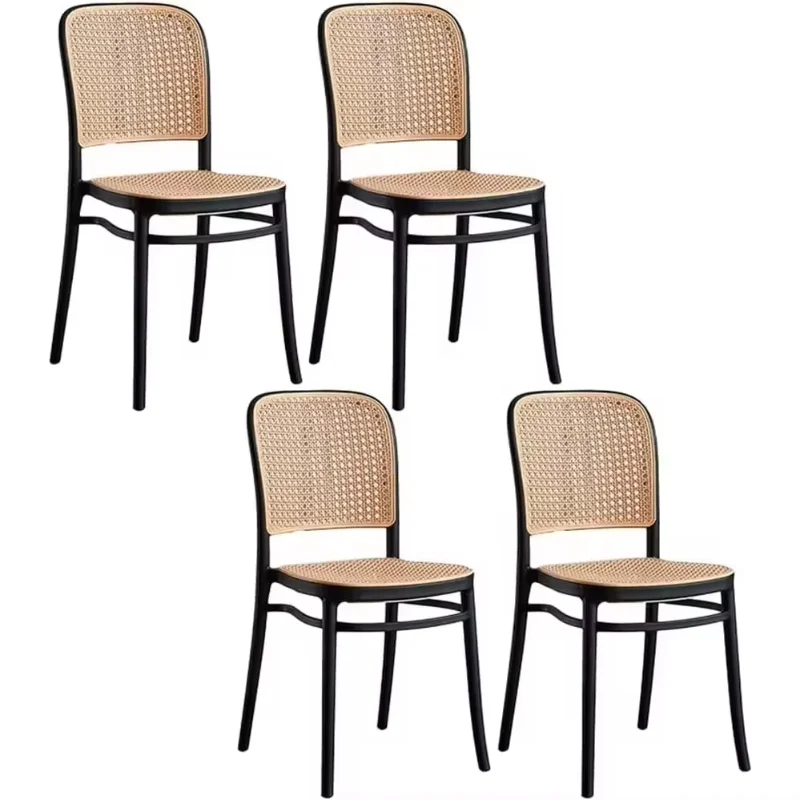 Simple Classic Design Outdoor Restaurant Cafe Bistro Chair Plastic Rattan Dining Room Chairs Cane-woven Plastic Chairs Stackable