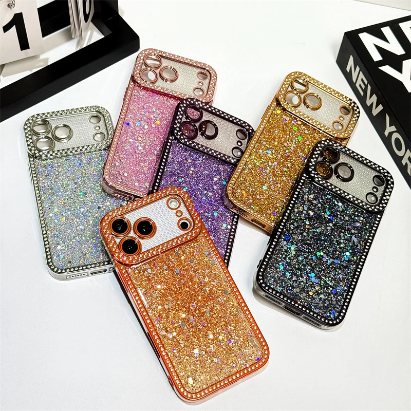 Sparkling Diamond Glitter Sequin Bling Phone Case - Shockproof Air Soft Silicone Duo Cover