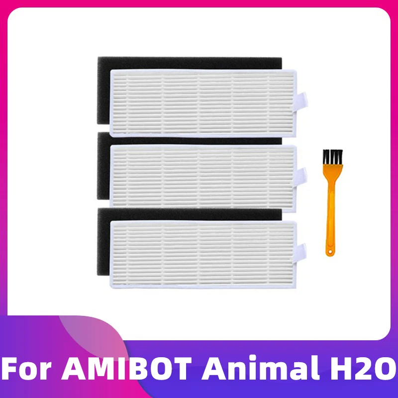 Set 4 Panni Microfibra Per Aspirapolvere Robot AMIBOT Spirit/Animal H2O + Spazzola Inclusa - 2